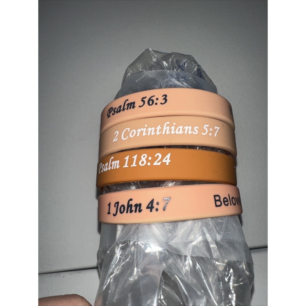Silicone Wristbands Bible Verse Religious Scripture Bracelets - 56:3, 5:7……………..